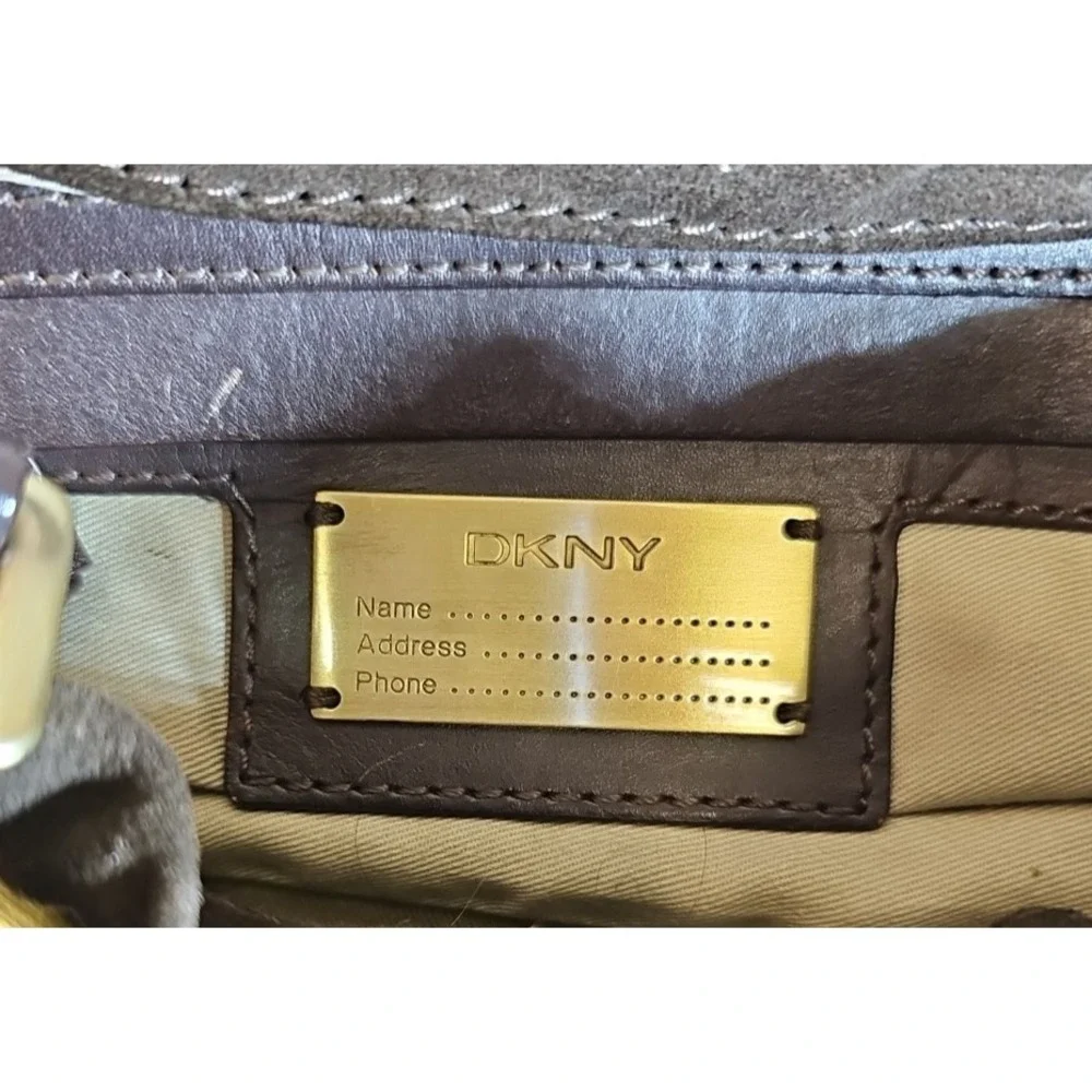 ✨ Y2K  Donna Karan Chocolate Suede Double Buckle Mini-Satchel, BOHO Slouchy Edgy